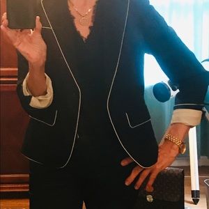 Gap black blazer w/ white piping detail